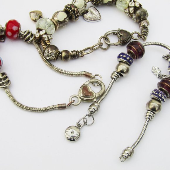 Charm Bracelet Lot of 8 Glass Beads Pandora Brighton - Picture 6 of 7